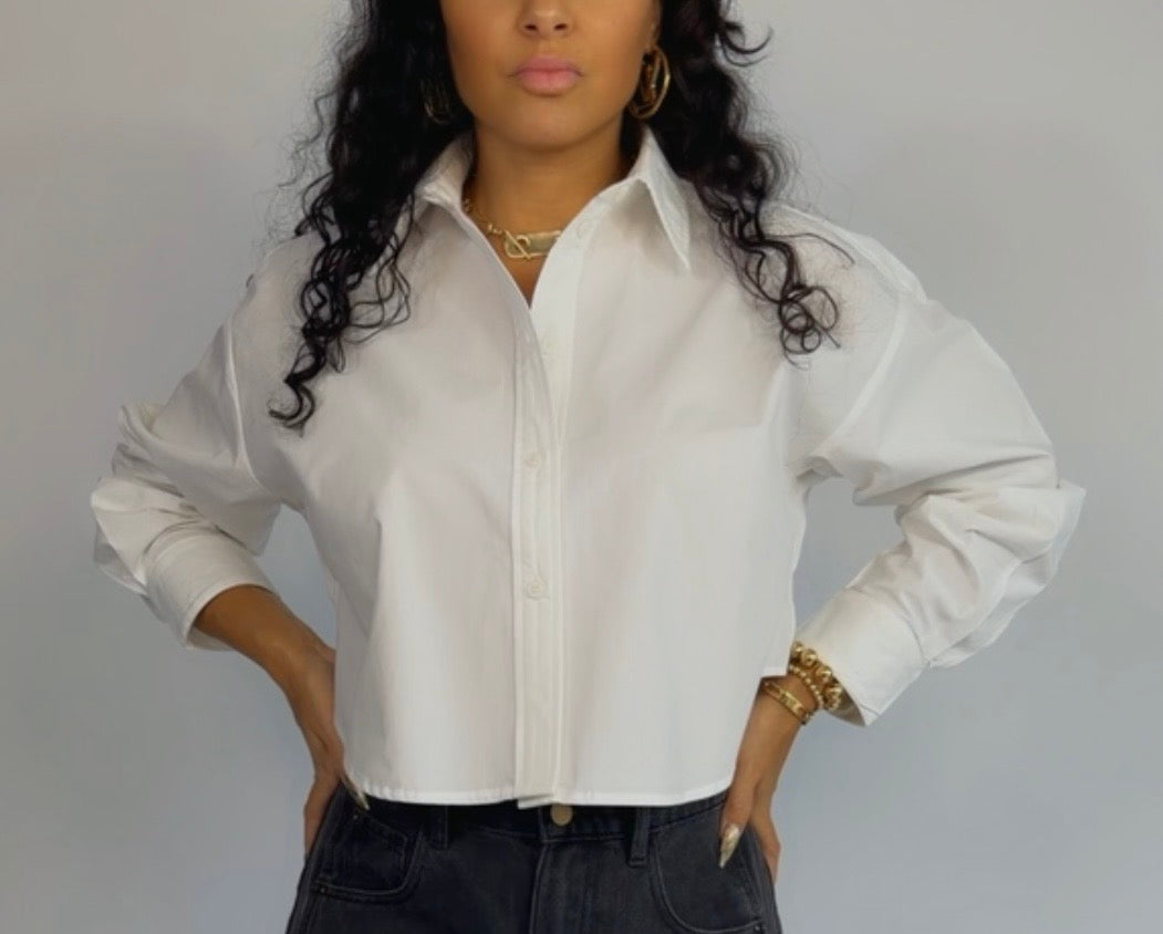 CROP'D AND COLLARD BUTTON DOWN | SHIRT