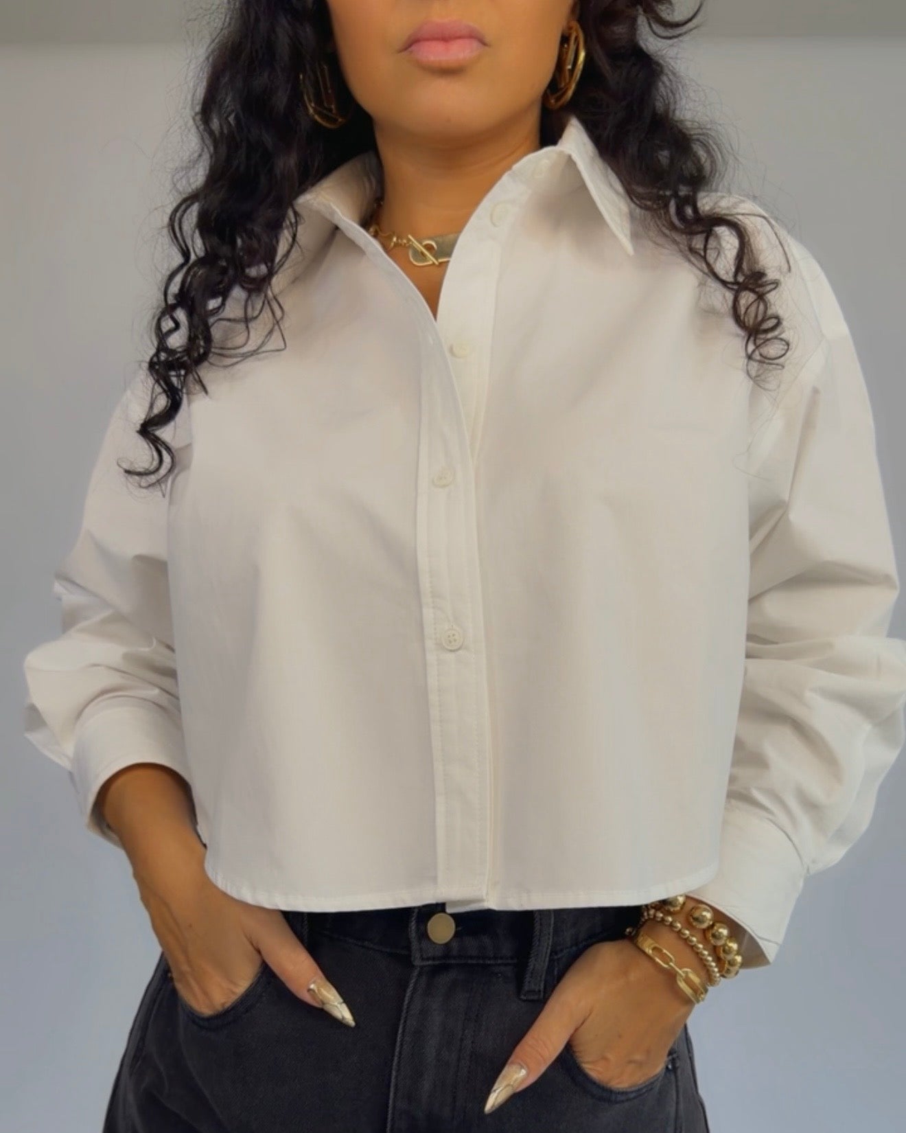 CROP'D AND COLLARD BUTTON DOWN | SHIRT