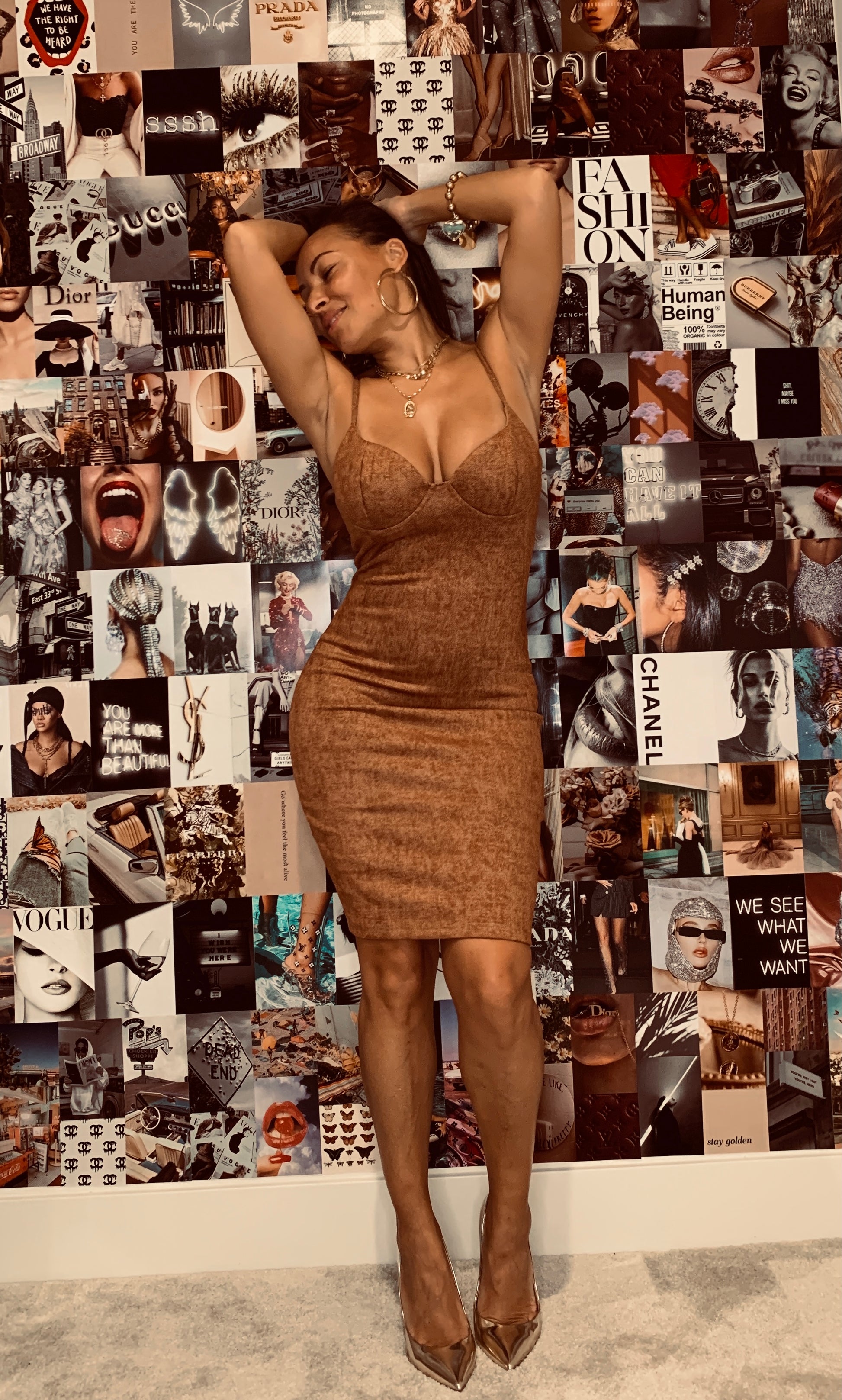 camel bodycon dress Pimkie ribbed knit bandeau bodycon side split maxi dress in camel